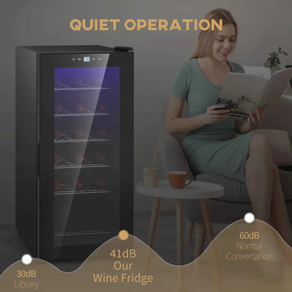 HOMCOM 18 Bottle Single Zone Freestanding Black Wine Fridge