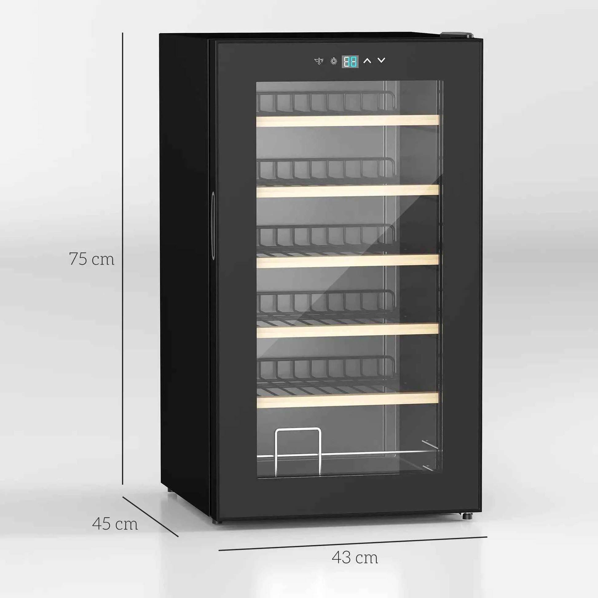HOMCOM 24 Bottle Single Zone Freestanding Black Wine Fridge