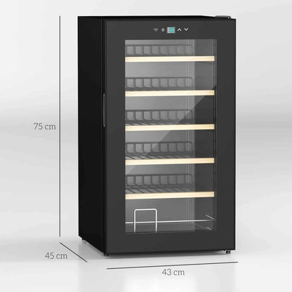 HOMCOM 24 Bottle Single Zone Freestanding Black Wine Fridge