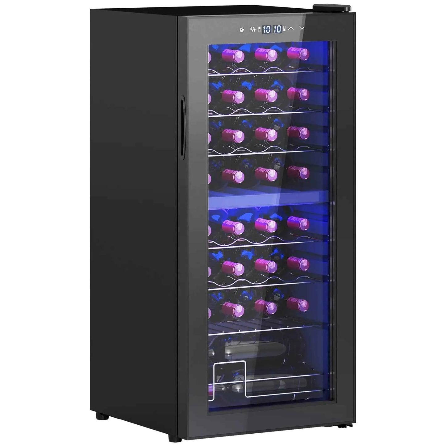 HOMCOM 32 Bottle Dual Zone Freestanding Black Wine Fridge