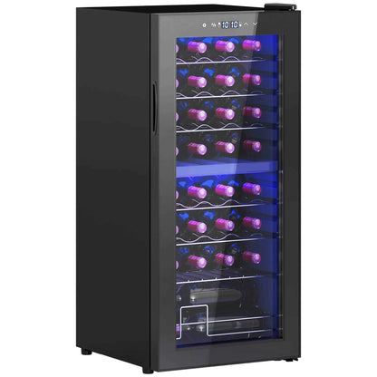 HOMCOM 32 Bottle Dual Zone Freestanding Black Wine Fridge