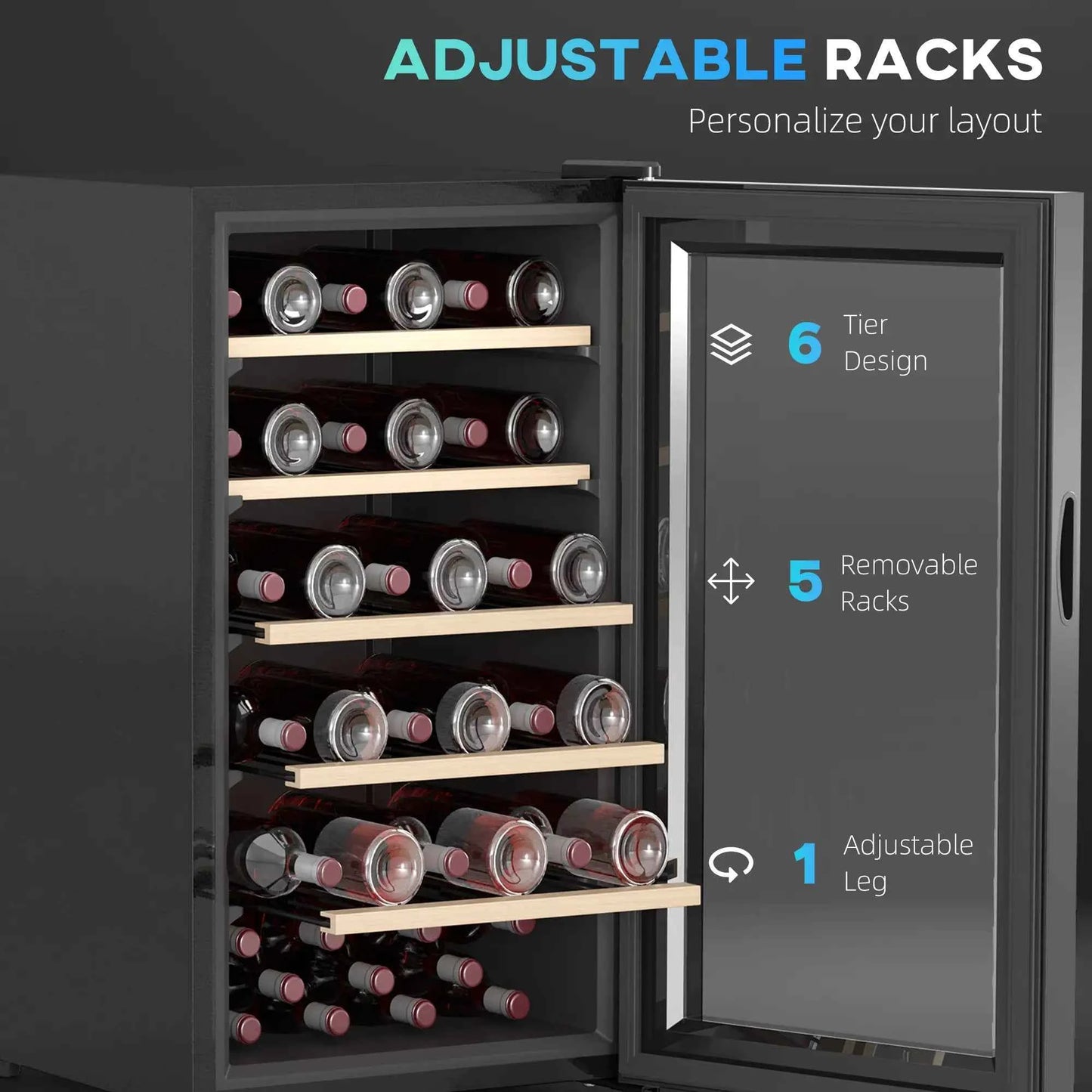 HOMCOM | 41 Bottle | Single Zone | Black | Wine Fridge