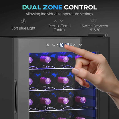 HOMCOM 32 Bottle Dual Zone Freestanding Black Wine Fridge