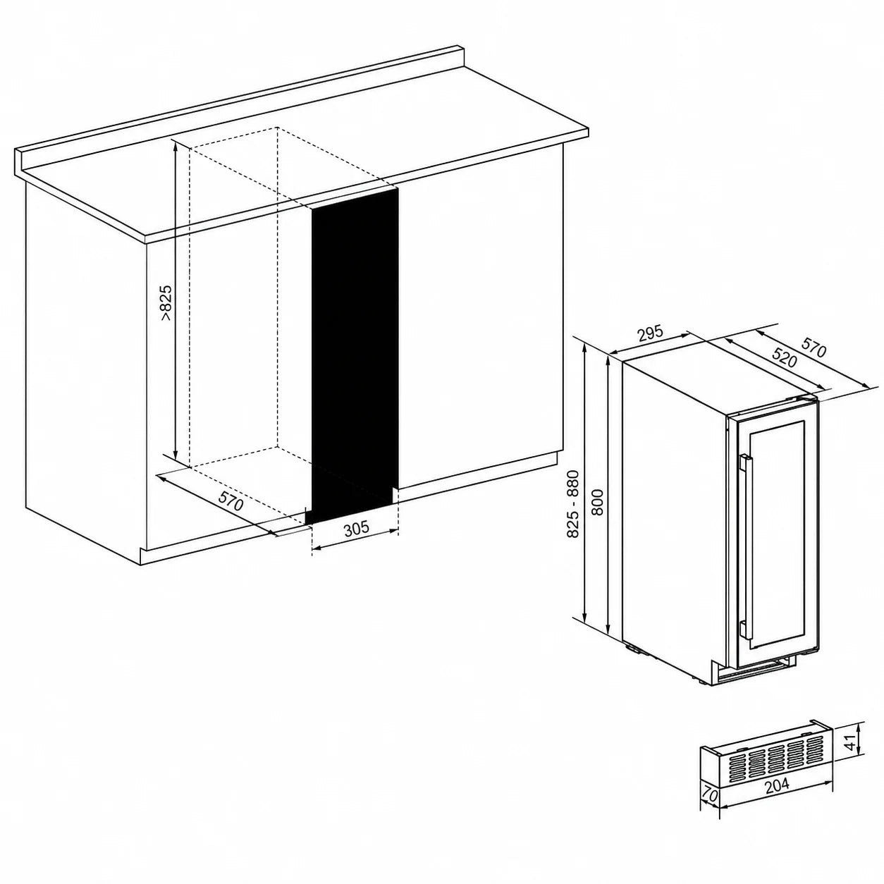 Amica | AWC300SS | 19 Bottle | Single Zone | Stainless Steel | Wine Fridge
