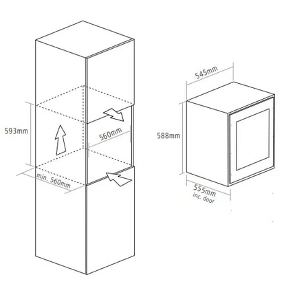 Caple WC6130 Wine Fridge | 23 Bottle | Dual Zone | Fully Integrated