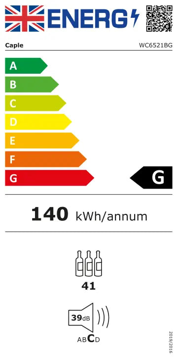 Caple WC6521BG Wine Fridge Energy Rating