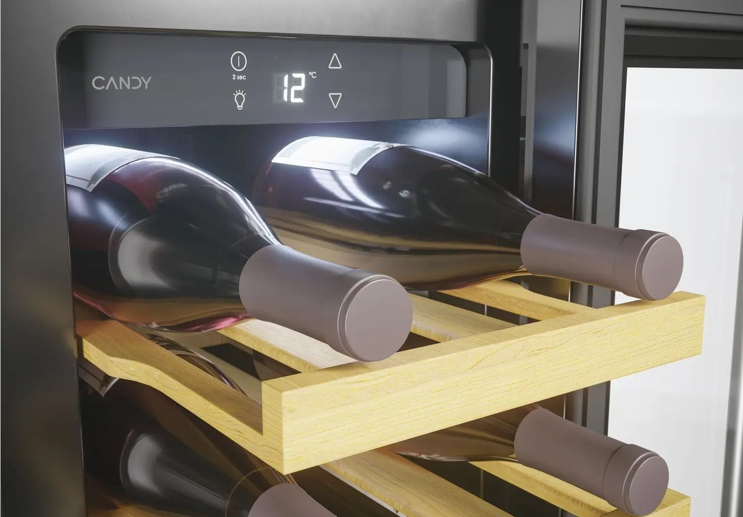 Candy CCVB 30 wine fridge in black, front view