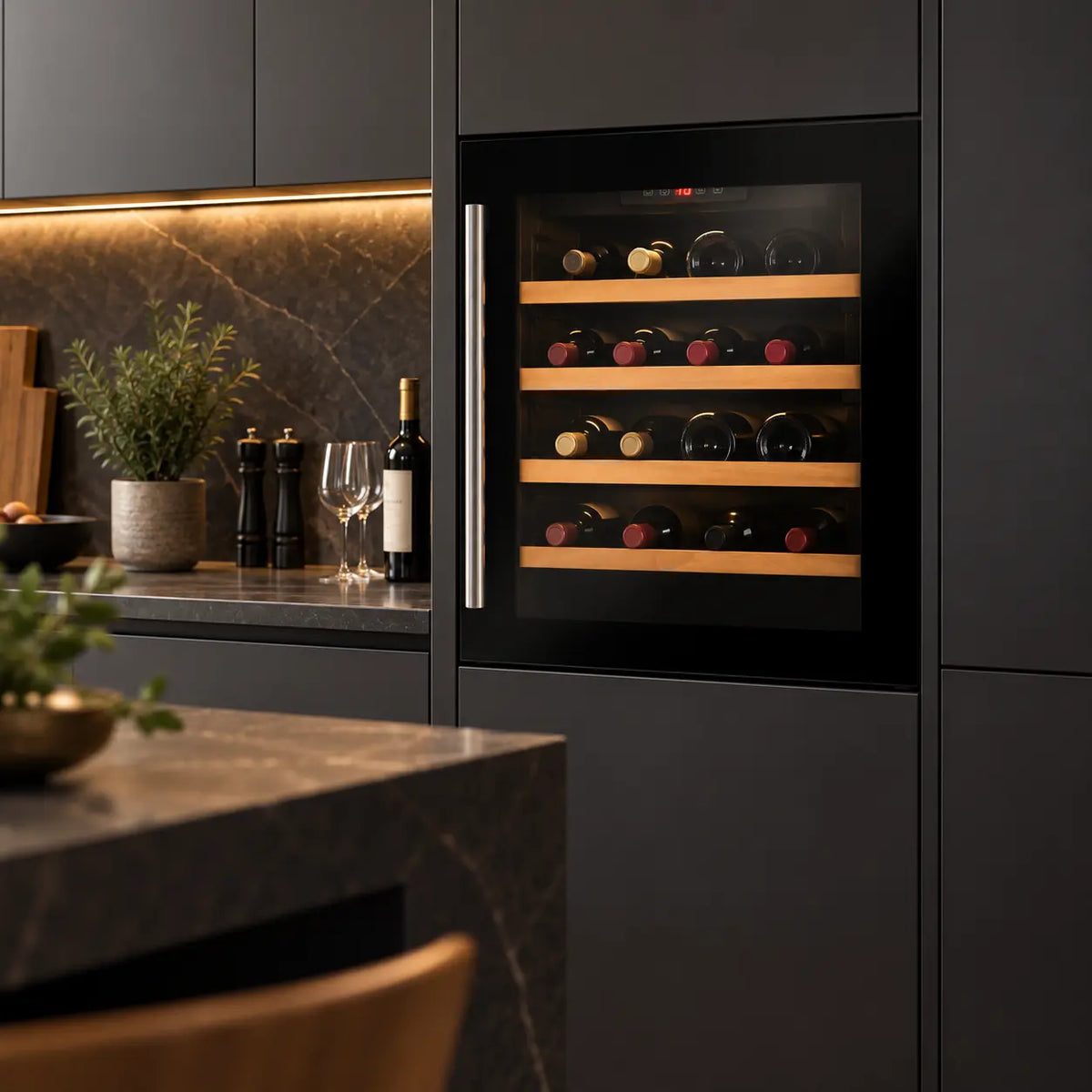 CDA FWV601BL Wine Fridge | 40 Bottle | Single Zone | Black