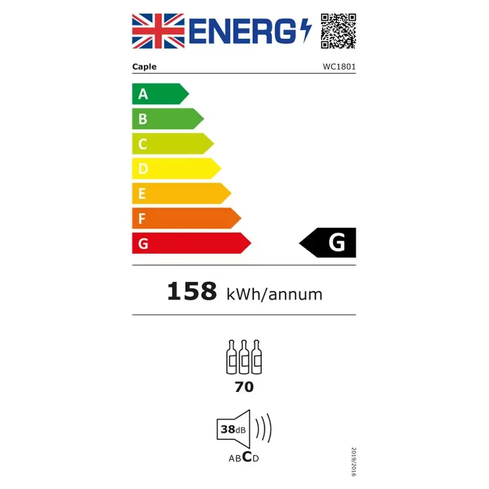 Energy efficiency label with British flag and rating scale on a white background