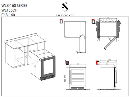 SWISSCAVE WLB-155F Wine Fridge | 47 Bottle | Single Zone | Black