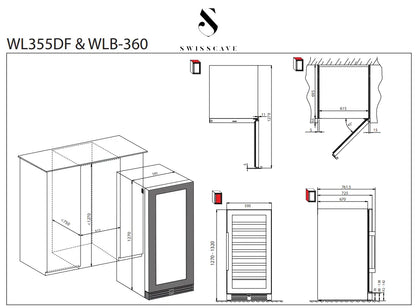 SWISSCAVE WL355DF Wine Fridge | 107 Bottle | Dual Zone | Black