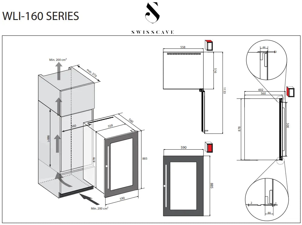 SWISSCAVE WLI-160F Wine Fridge 