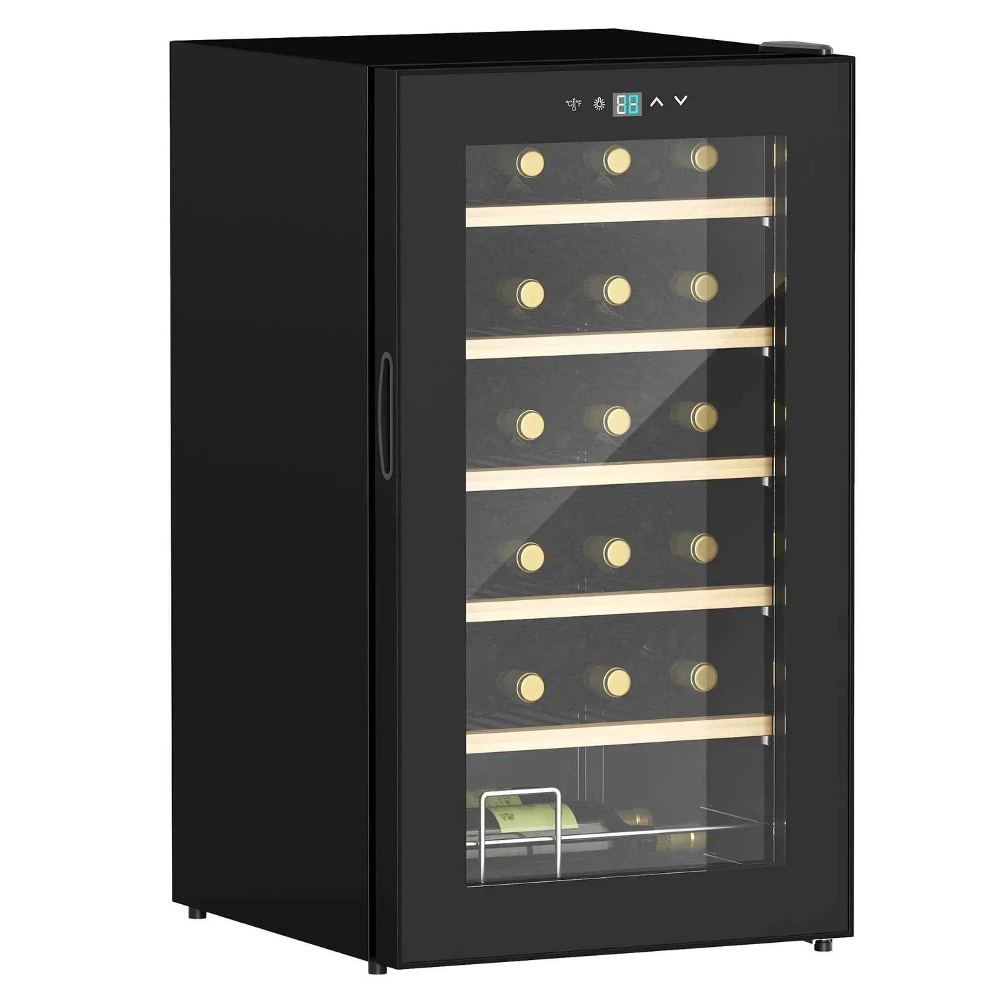 HOMCOM 24 Bottle Single Zone Freestanding Black Wine Fridge