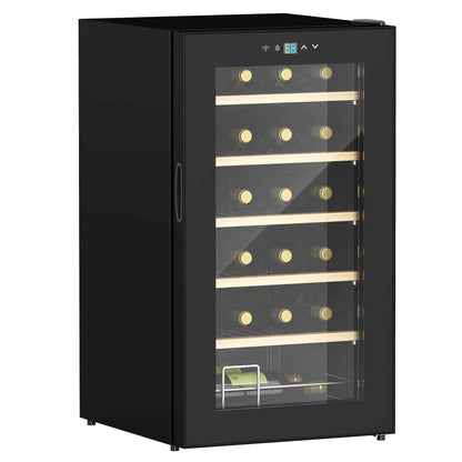 HOMCOM 24 Bottle Single Zone Freestanding Black Wine Fridge