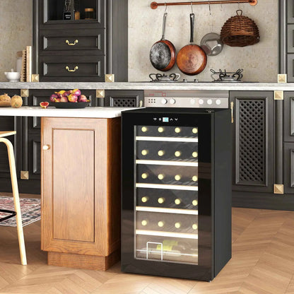 HOMCOM 24 Bottle Single Zone Freestanding Black Wine Fridge