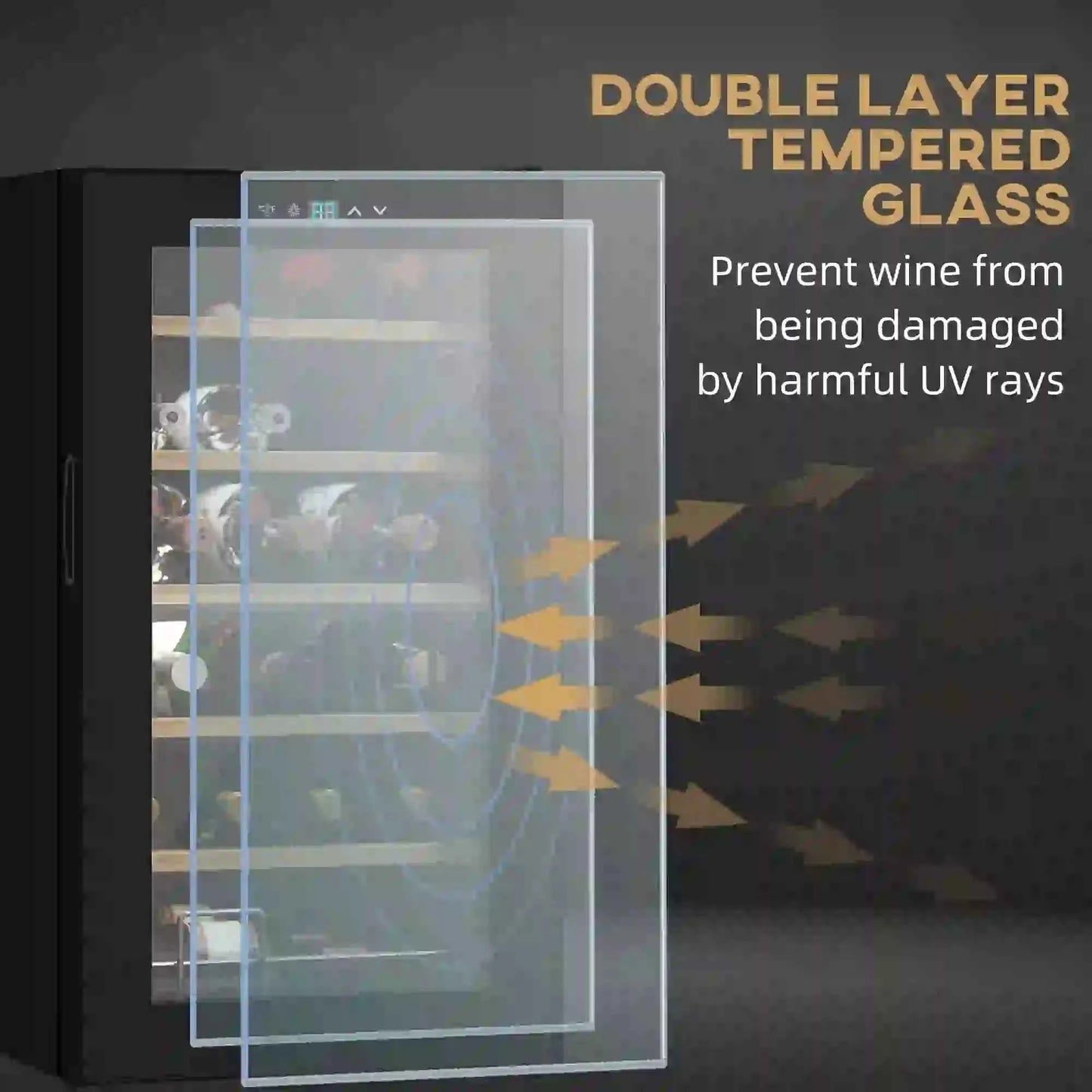 HOMCOM 24 Bottle Single Zone Freestanding Black Wine Fridge