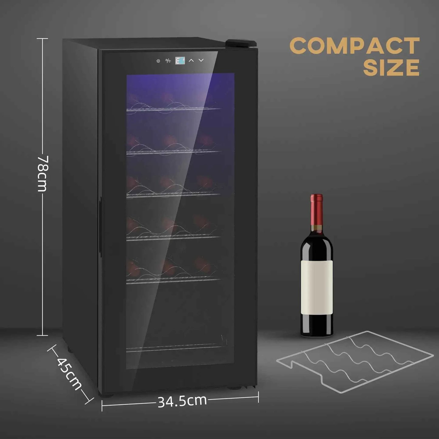 HOMCOM 18 Bottle Single Zone Freestanding Black Wine Fridge