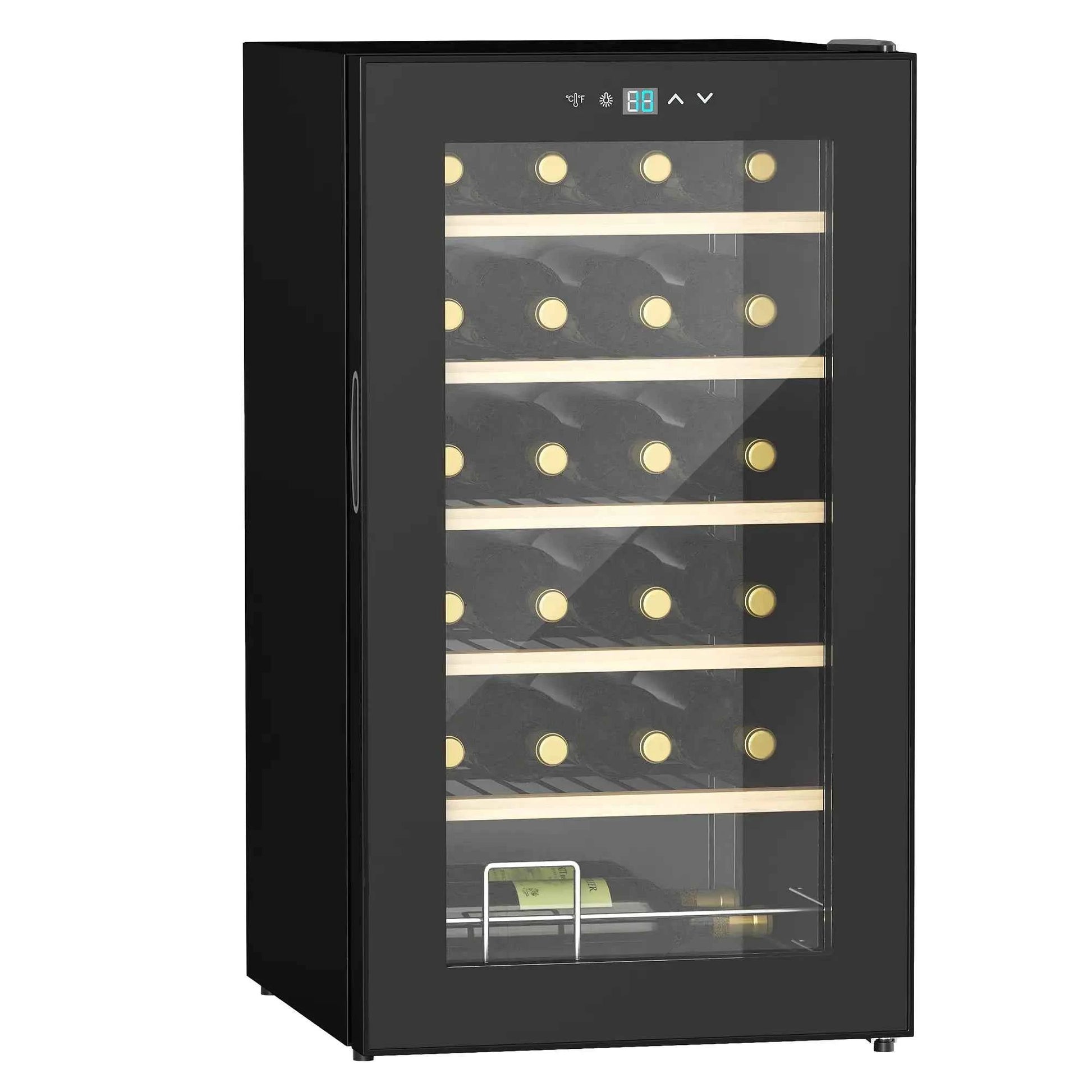 HOMCOM 24 Bottle Single Zone Freestanding Black Wine Fridge