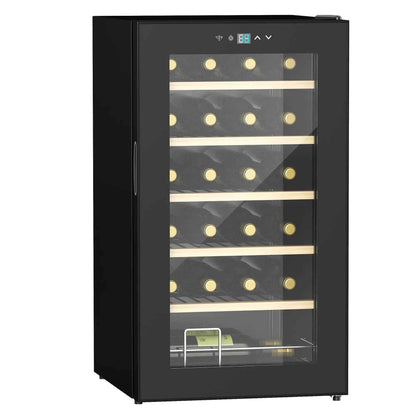 HOMCOM 24 Bottle Single Zone Freestanding Black Wine Fridge